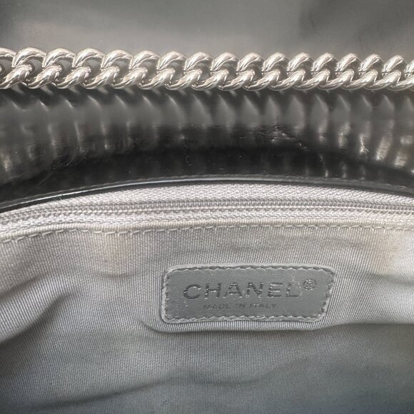 CHANEL Black Patent Leather Large Boy Reverso Bag - Picture 14 of 16